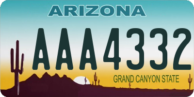 AZ license plate AAA4332