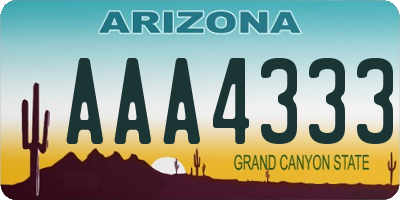 AZ license plate AAA4333