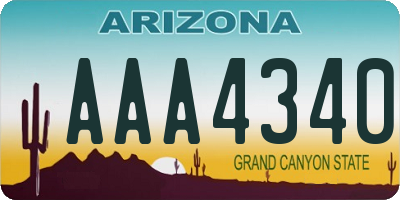 AZ license plate AAA4340