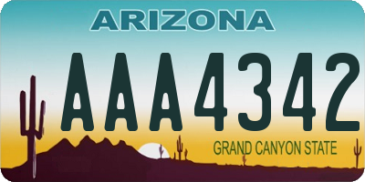 AZ license plate AAA4342