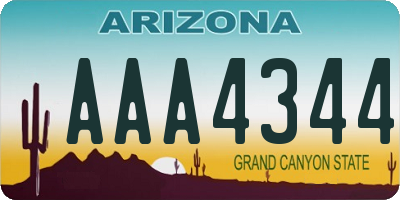AZ license plate AAA4344