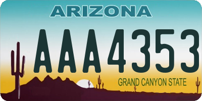 AZ license plate AAA4353
