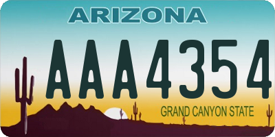 AZ license plate AAA4354