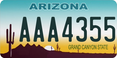 AZ license plate AAA4355