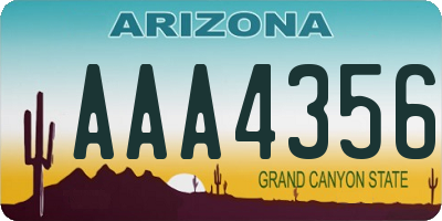 AZ license plate AAA4356