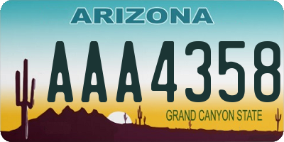 AZ license plate AAA4358