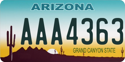 AZ license plate AAA4363