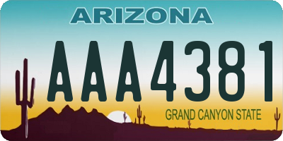 AZ license plate AAA4381