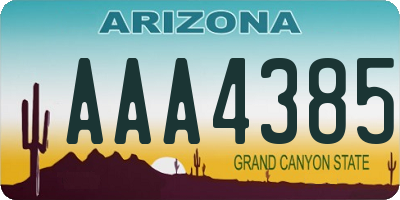 AZ license plate AAA4385