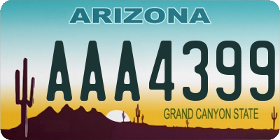 AZ license plate AAA4399