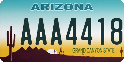 AZ license plate AAA4418