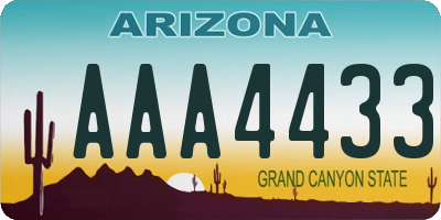 AZ license plate AAA4433