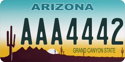 AZ license plate AAA4442