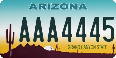 AZ license plate AAA4445
