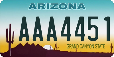 AZ license plate AAA4451