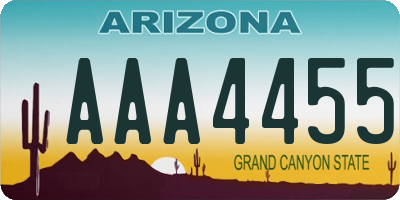 AZ license plate AAA4455