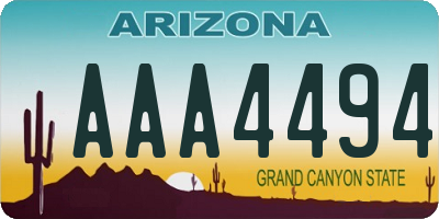 AZ license plate AAA4494