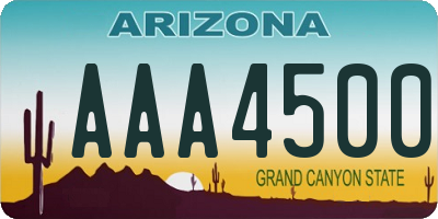 AZ license plate AAA4500
