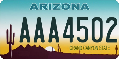 AZ license plate AAA4502