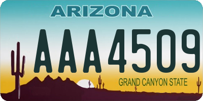 AZ license plate AAA4509