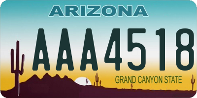 AZ license plate AAA4518