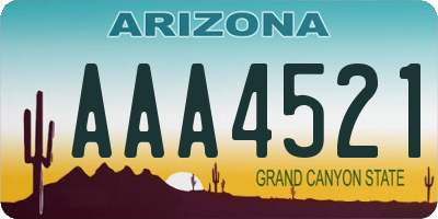 AZ license plate AAA4521