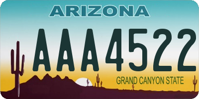 AZ license plate AAA4522