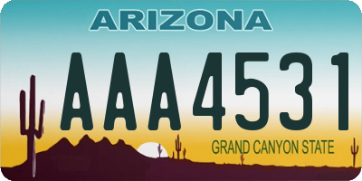 AZ license plate AAA4531