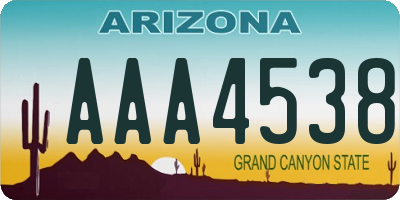 AZ license plate AAA4538