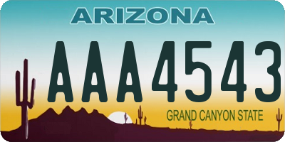 AZ license plate AAA4543