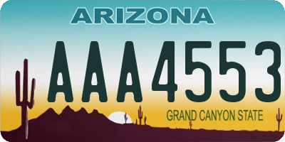 AZ license plate AAA4553