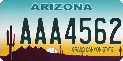 AZ license plate AAA4562