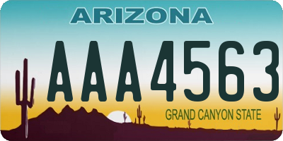 AZ license plate AAA4563