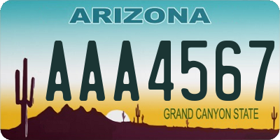 AZ license plate AAA4567