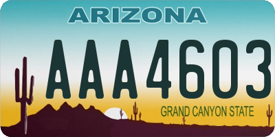 AZ license plate AAA4603