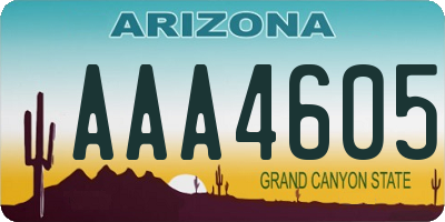 AZ license plate AAA4605