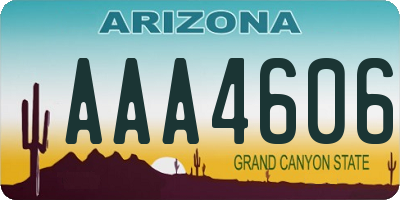 AZ license plate AAA4606