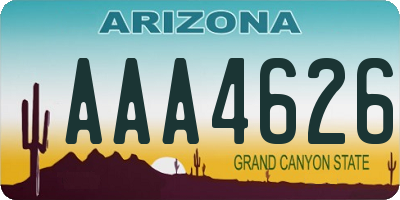 AZ license plate AAA4626