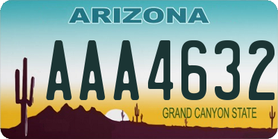 AZ license plate AAA4632