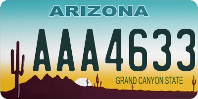 AZ license plate AAA4633