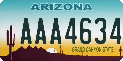 AZ license plate AAA4634