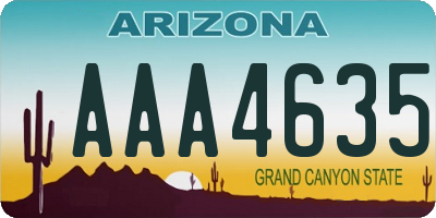 AZ license plate AAA4635