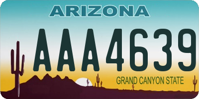 AZ license plate AAA4639