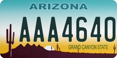 AZ license plate AAA4640