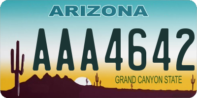 AZ license plate AAA4642