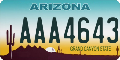 AZ license plate AAA4643