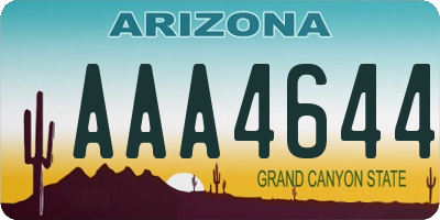 AZ license plate AAA4644