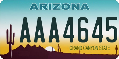 AZ license plate AAA4645