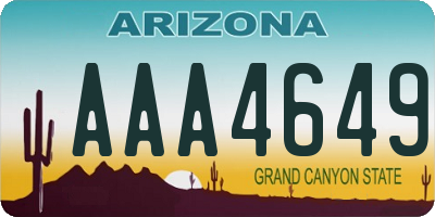 AZ license plate AAA4649