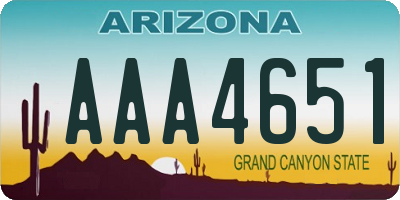 AZ license plate AAA4651